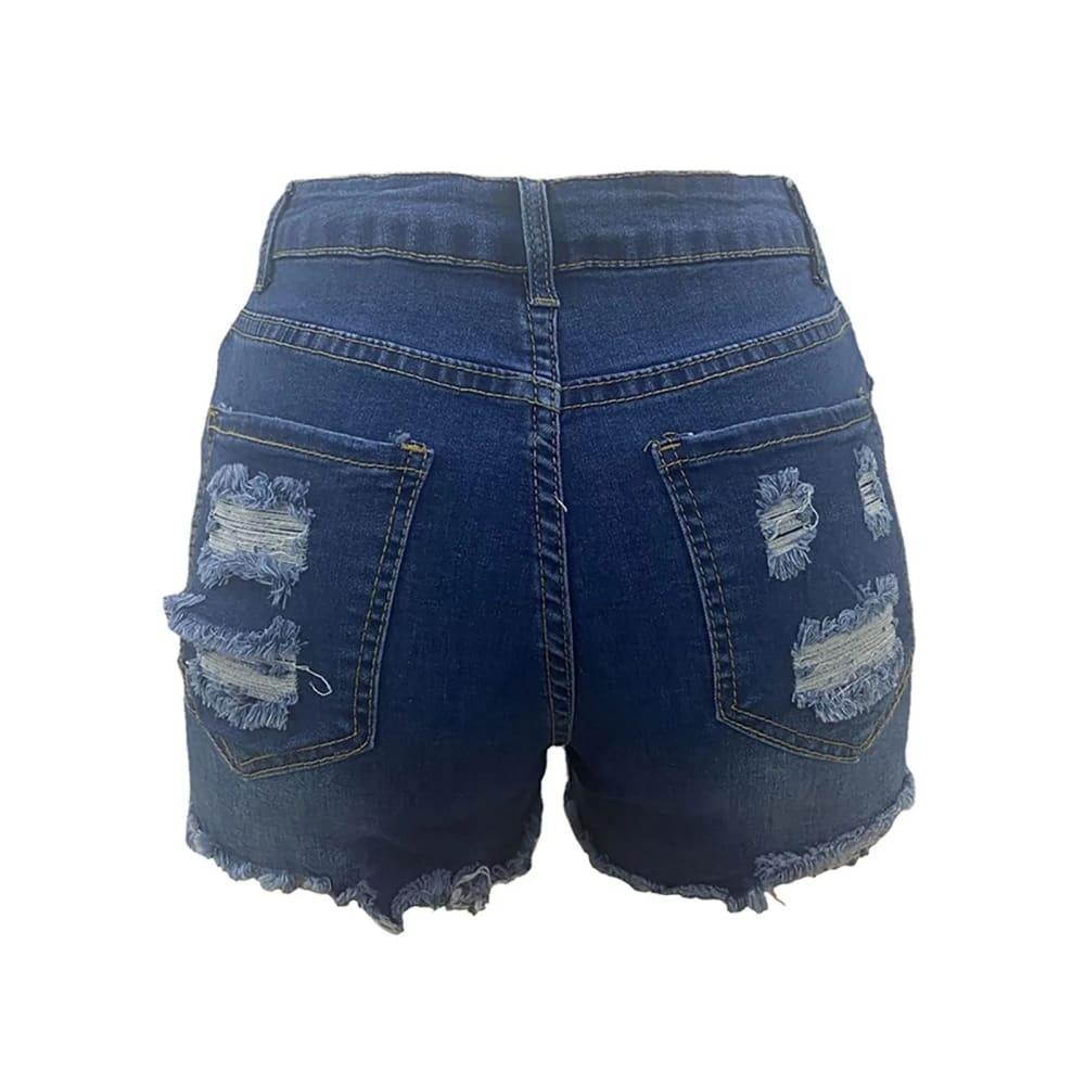 Woman Ripped Denim Shorts Sexy High Waist